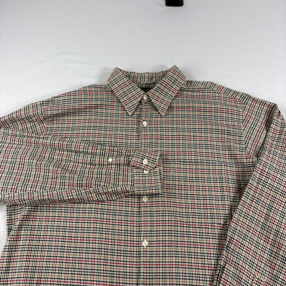 Vintage J Crew Oarsman Shirt Mens LT Large Tall Plaid Button Up Long Sleeve 90s
